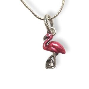 Brighton Flamingo with Purse Charm on Necklace Chain